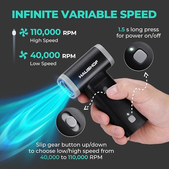 HAUSHOF 8V Mini Electric Air Duster-110, 000RPM High Power Compressed Air blower - Image 6