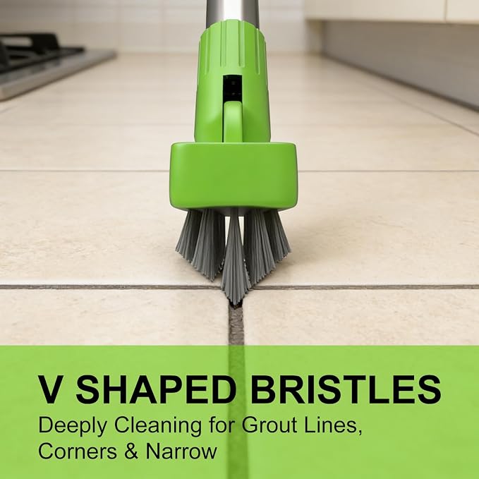 ITTAHO 2 Pack Grout Brush with Long Handle, Swivel Cleaning Grout Line Scrubber - Image 2