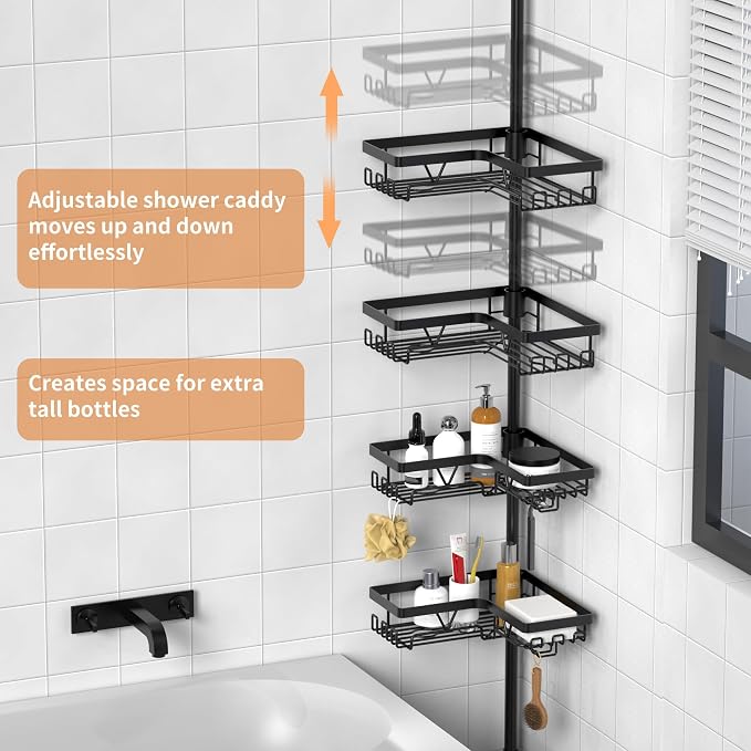 KEGII Black Shower Caddy Tension Pole - Image 3