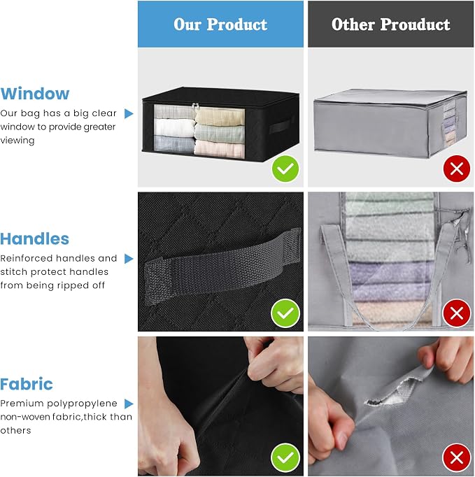 HomeHacks Storage 4-Pack Clothes Organizer Storage Bags Foldable Storage Box - Image 4
