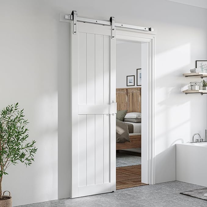SmartStandard 24 x 84 inch White Sliding MDF Barn Door by SMARTSTANDARD