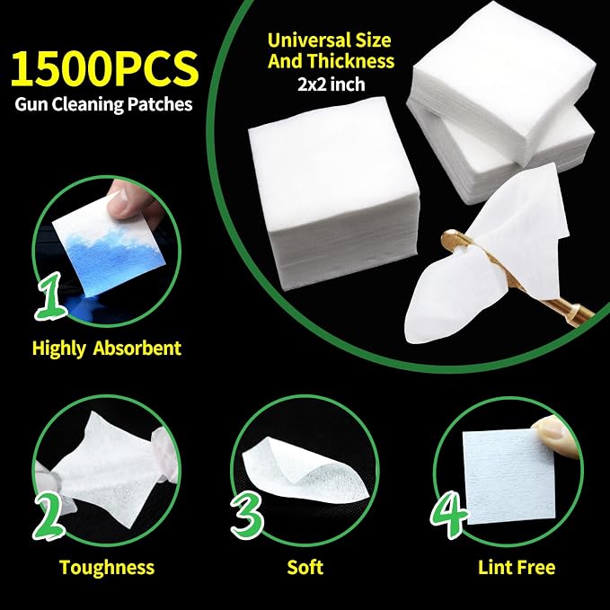 3000/1500PCS Gun Cleaning Patches+CLP Oil, Professional Wipes - Image 3