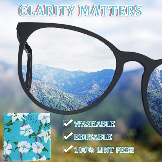 Weewooday 18 Pieces Glasses Cleaning Cloth Cute Flower Spring Floral Design - Image 7