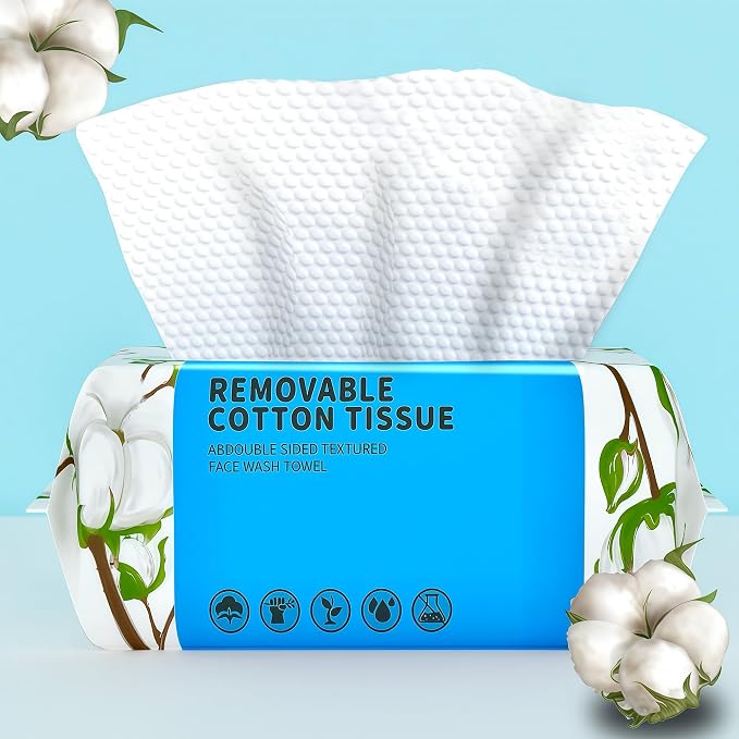 Disposable Face Towel 100 Count, Soft Cotton Clean Skin Face Towels, Dry Wipes by Unknown