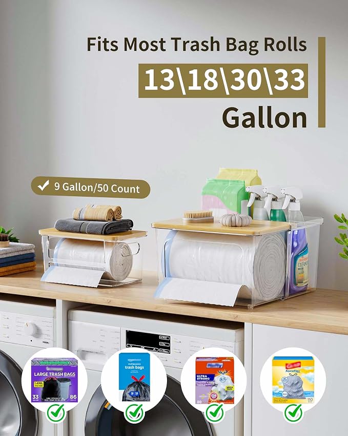 Trash Bag Dispenser Holder - 3 in 1 Acrylic Plastic Garbage Bag Pantry Organizer - Image 2