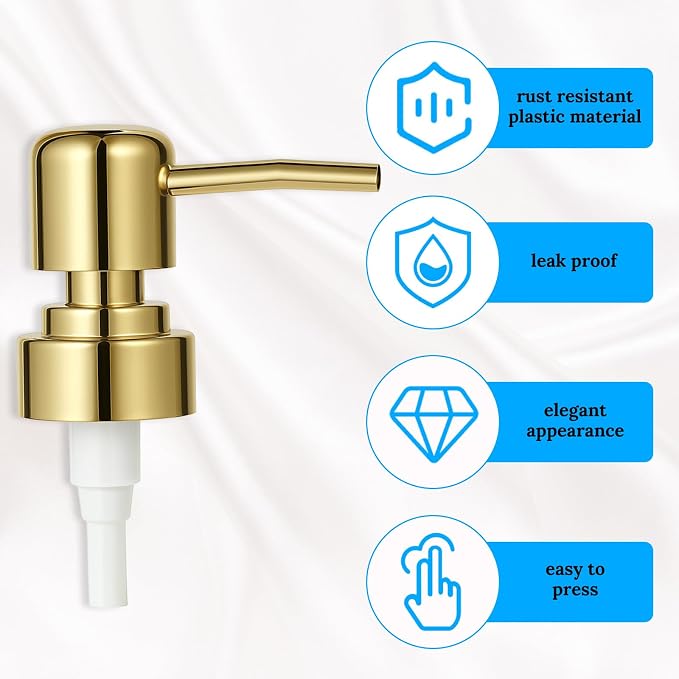 2 Pack Gold Soap Dispenser Pump Replacement Top Dispenser Pumps Refill - Image 3