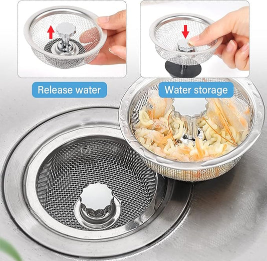Kitchen Sink Strainer with Handle and Stopper Replacement Kitchen Sink Drain - Image 2
