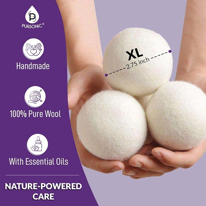 Pursonic 4-Pack Laundry Wool Dryer Balls - Image 3