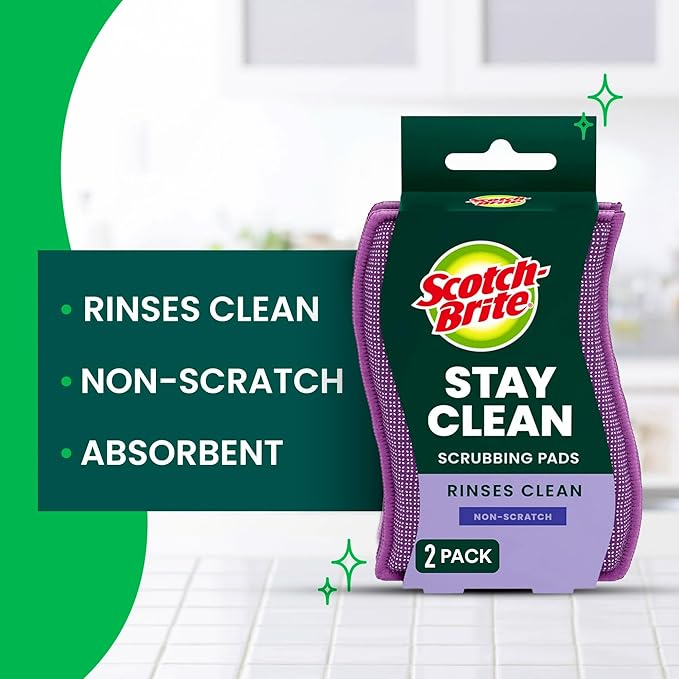 Scotch-Brite Clean & Rinse Non-Scratch Scrub Sponges – Dual-Sided Scrubber - Image 2
