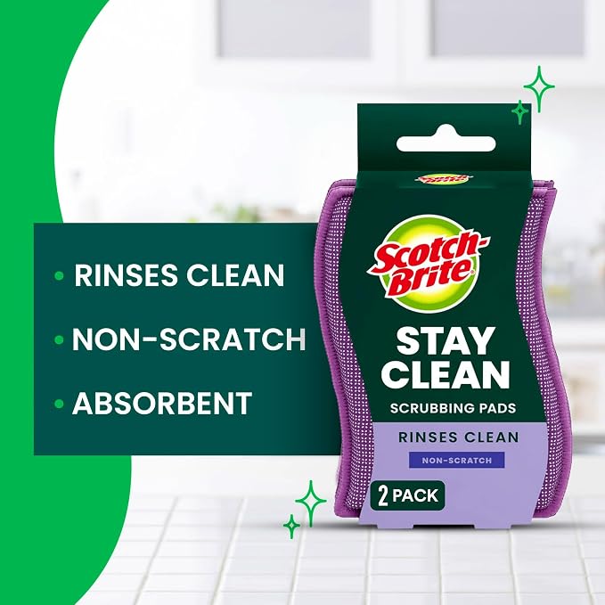 Scotch-Brite Dobie Stay Clean Scrubbers, Non-Scratch Dual-Sided Dish Sponges - Image 2