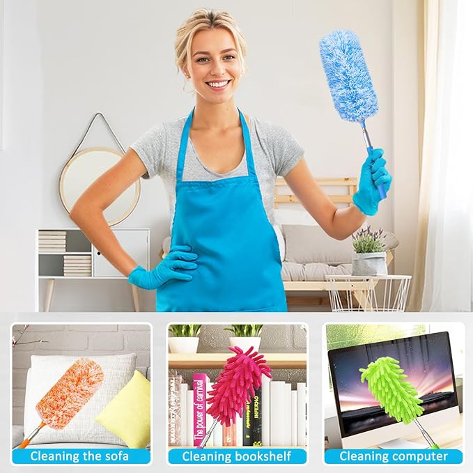 4 Pack 13" to 30" Extendable Feather Duster Kit, Washable Duster Head, - Image 5