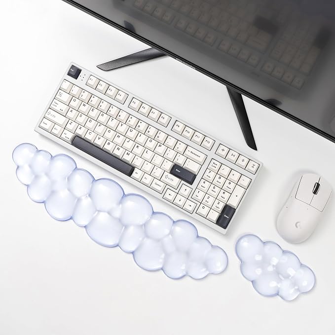 Ergonomic Gel Cloud Keyboard and Mouse Wrist Rest Set – Clear Wrist Rest - Image 2