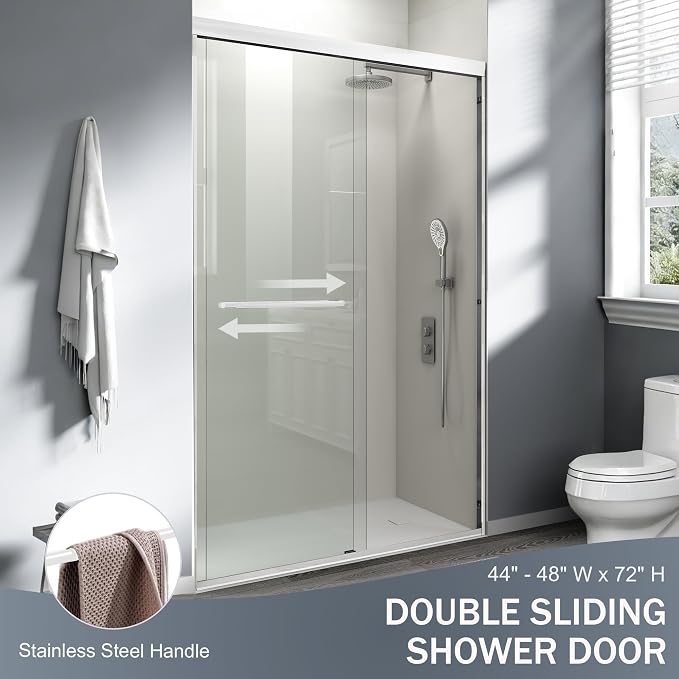 Abruzzo 44" - 48" Adjustable Width Double Sliding Shower Door - Semi-Frameless - Image 4