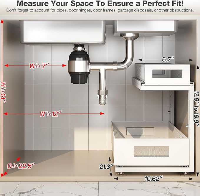 2 Pack 21.3IN-Depth Under Sink Organizer - Image 2