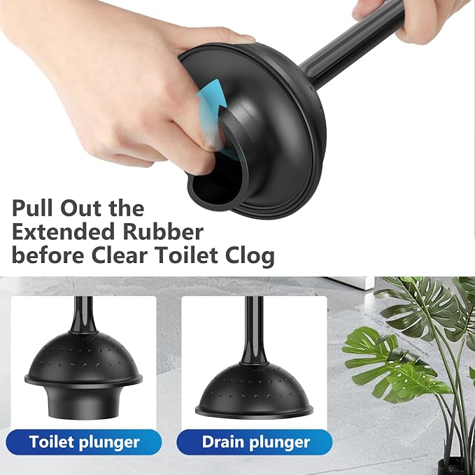 Toilet Brush and Plunger Set: 2-in-1 Heavy Duty Toilet Plunger and Bowl Brush - Image 3