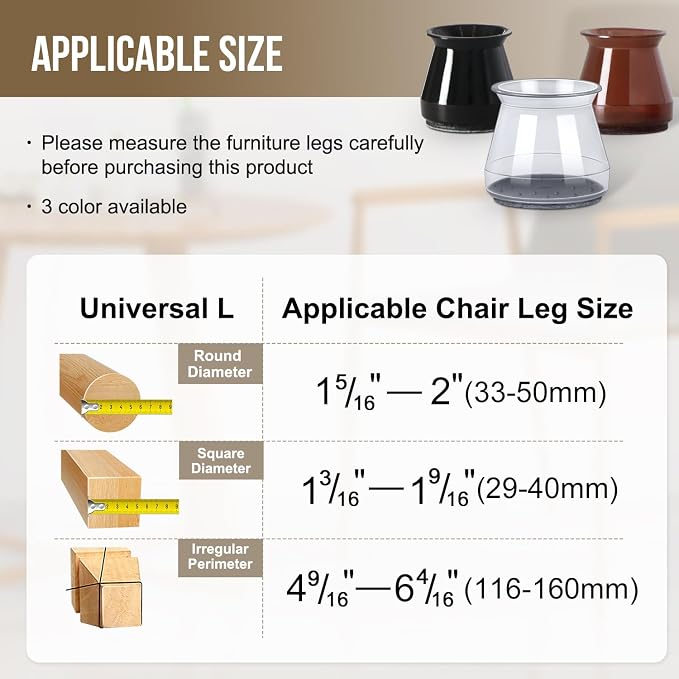 BUMACO 20Pcs Chair Leg Floor Protectors Chair Leg Protectors - Image 2