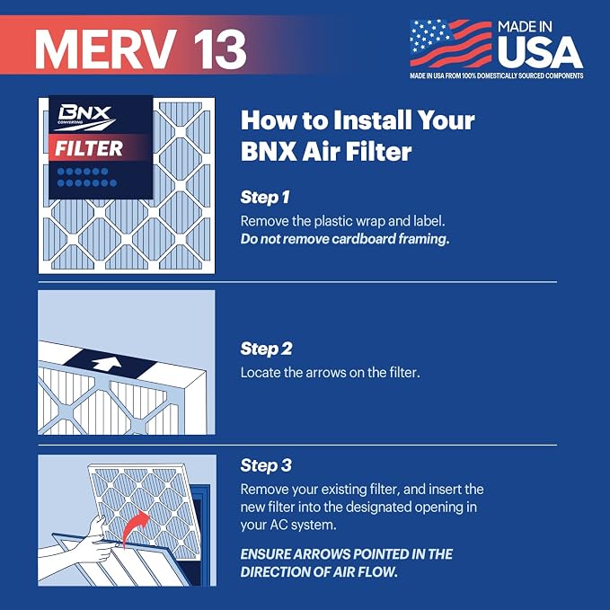 BNX TruFilter 14x20x1 MERV 13 AC Furnace Air Filter - Image 6