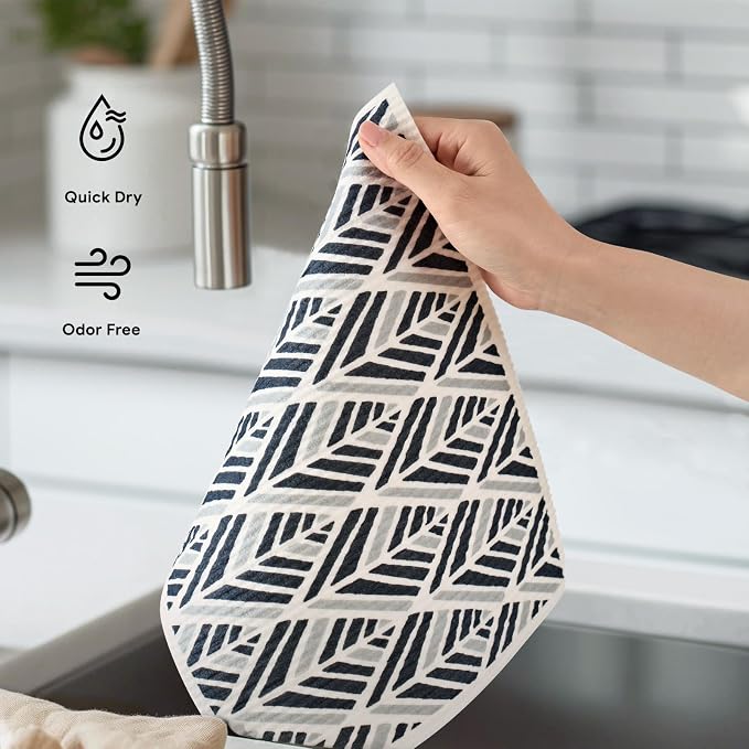 RECYCO Swedish Dishcloths for Kitchen | 4 Pack Oversized Washable Dish Rags | - Image 6