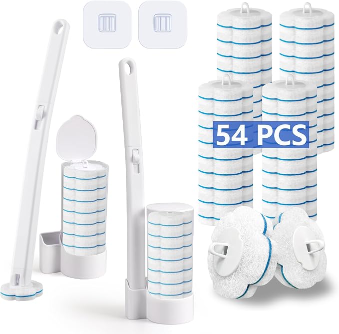 Disposable Toilet Brush， 2 Pack Toilet Wand and Holder by Ucaimao