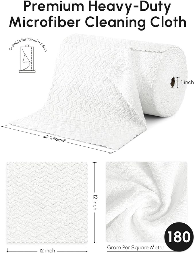 Microfiber Cleaning Cloths Roll, 75 Pack Tear Away Microfiber Towels Roll - Image 3