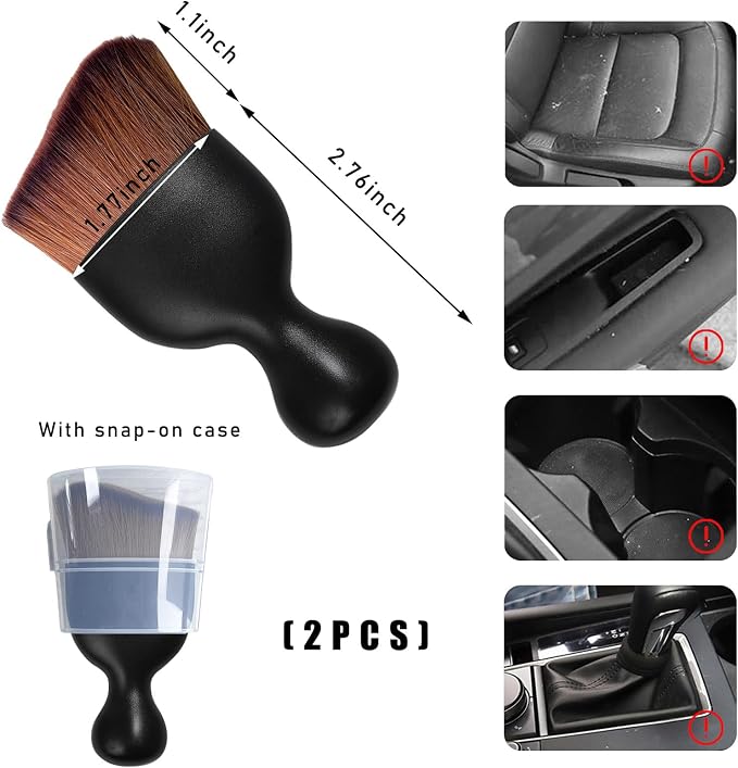 2PCS Car Interior Dust Brush, Soft Scratch Free Auto Detailing Brushes - Image 2