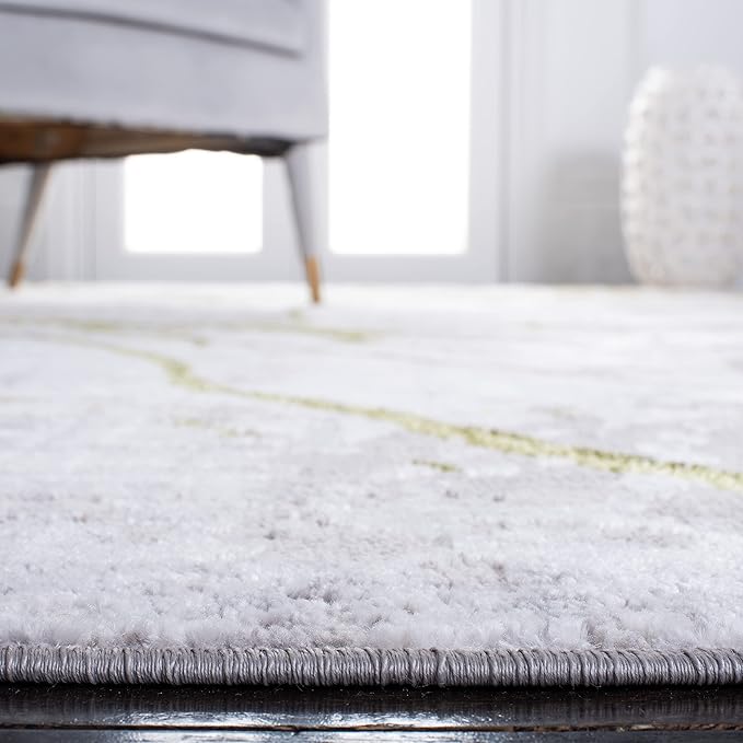 SAFAVIEH Amelia Collection Area Rug - 6'7" Square, Grey & Green, Modern Abstract Design, Non-Shedding & Easy Care, Ideal for High Traffic Areas in Living Room, Bedroom (ALA293J)