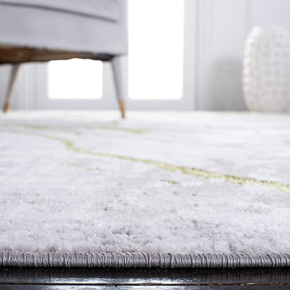 SAFAVIEH Amelia Collection Area Rug - 6'7" Square, Grey & Green, Modern Abstract Design, Non-Shedding & Easy Care, Ideal for High Traffic Areas in Living Room, Bedroom (ALA293J)