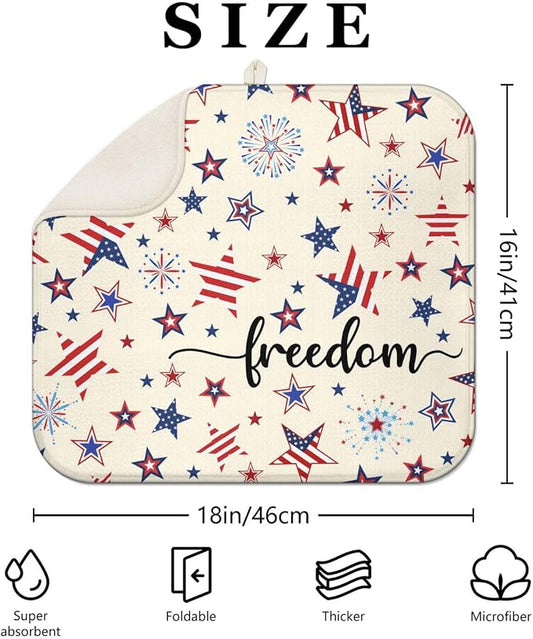 4th of July Dish Drying Mat for Kitchen Counter, Independence Day Stars - Image 2