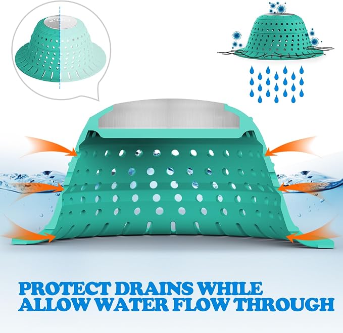 zaa Bathtub Drain Hair Catcher, Silicone Collapsible 1 Pack Drain Protector - Image 6