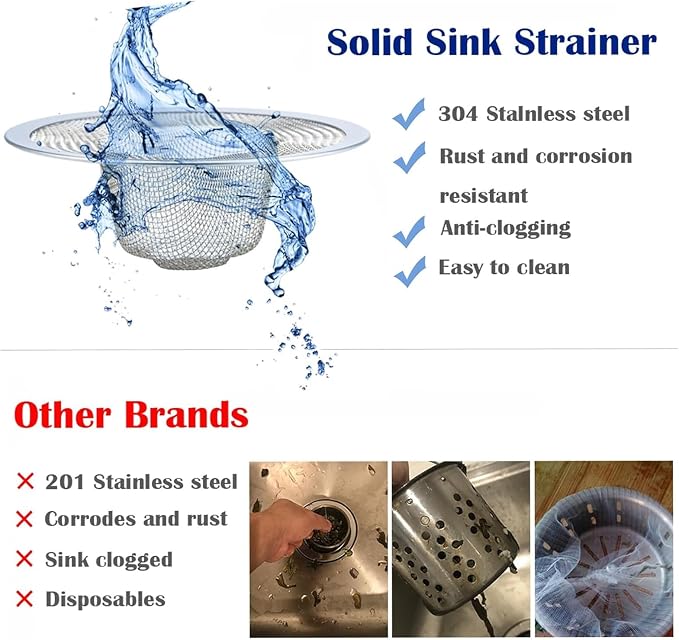12 pcs Heavy Duty Stainless Steel Slop Basket Filter Trap, 2.75" Top / 1" Mesh - Image 4