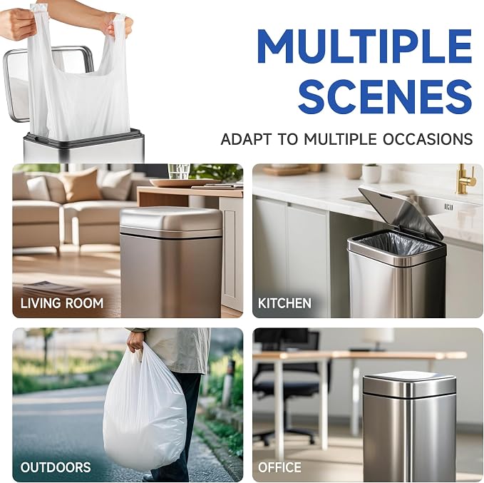 Small Trash Bags with Handles 13 Gallon 20 Count White - Image 7
