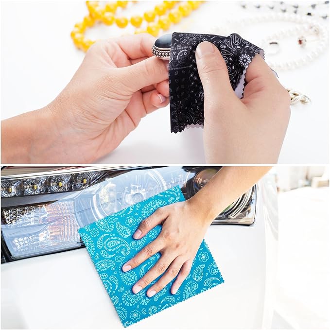 24 Pcs Microfiber Cleaning Cloth Paisley Elegant Flowers Design Glasses - Image 6