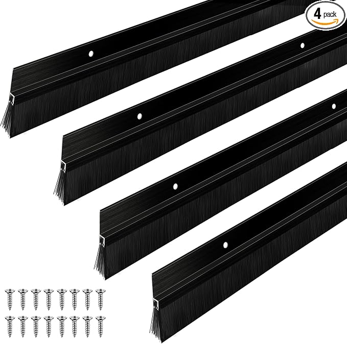 Frienda 4 Set Door Brush Bottom Sweep Brush Weather Stripping Aluminum Door Seal by Frienda