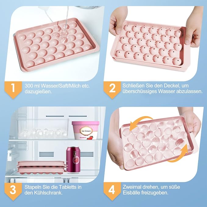 WIBIMEN Ice Cube Tray with Lid and Bin - Image 4