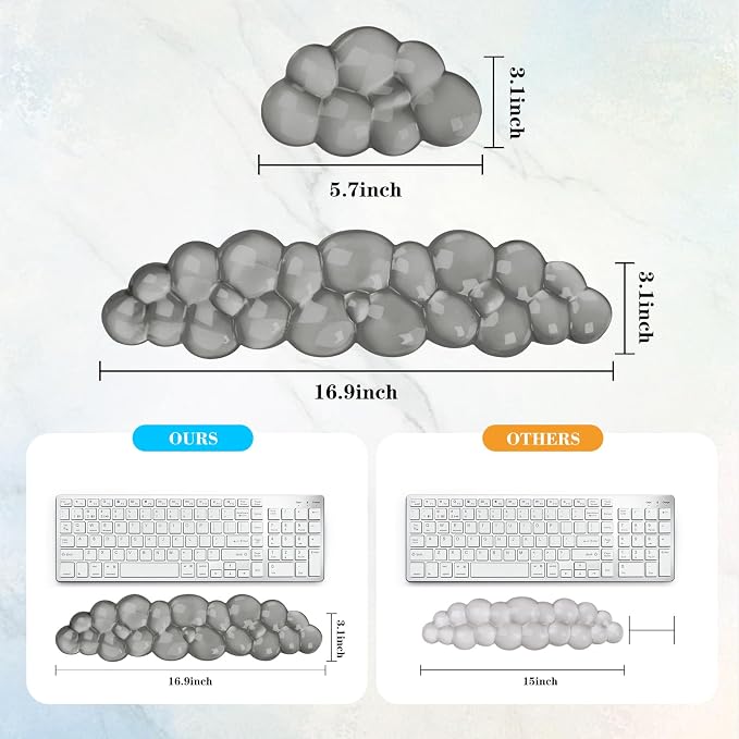 Gel Cloud Keyboard and Mouse Wrist Rest, Cute Wrist Support and Arm Support - Image 5