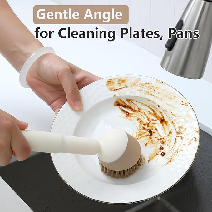 Twist-Handle Dish Brush, 30/60/90° Adjust Angle Instantly Long Handle Bottle - Image 2