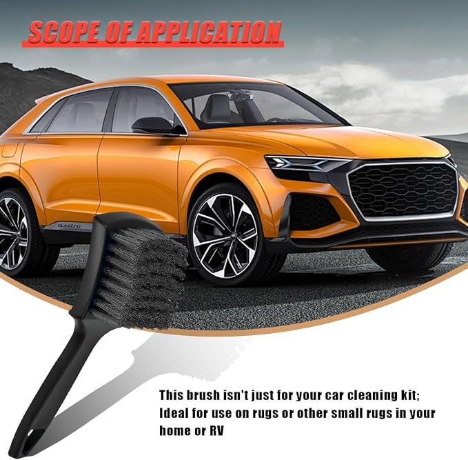 8.3×2.5 Inch Car Wash Brush, Soft Bristle Short Handle Carpet Cleaning Brush - Image 6