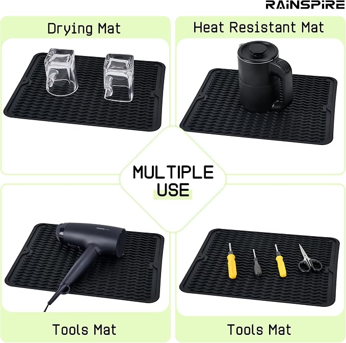 Rainspire Dish Drying Mats For Kitchen Counter, Silicone Dish Mat Drying - Image 4