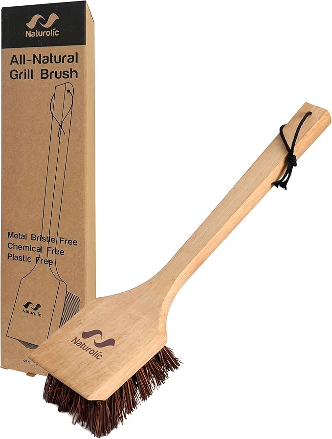 All-Natural Wooden Grill Brush and Grill Cleaner | Works as Scraper Tool by Naturolic