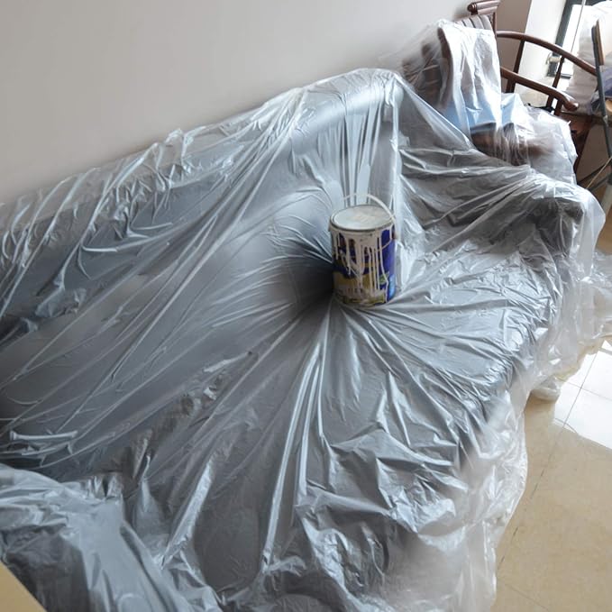 10 Piece Painter Plastic Drop Cloths Sheet, Waterproof Anti-dust Cover - Image 5