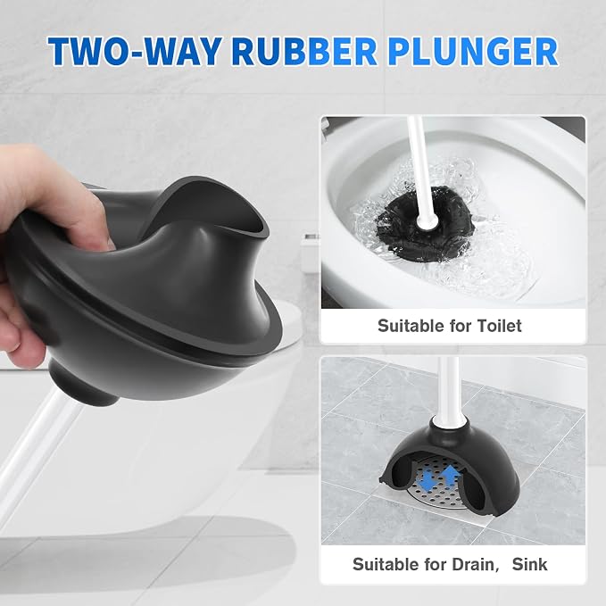Toilet Plunger and Brush, Silicone Bowl Brush and Heavy Duty Toilet Plunger Set - Image 3