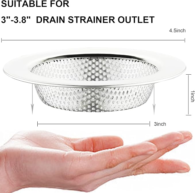 LASSHSWA 2 Pcs Kitchen Sink Strainer Stainless Steel, Mesh and Punching - Image 2