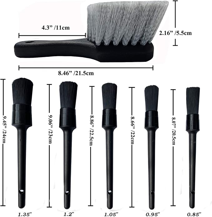 7Pcs Wheel & Tire Brush, Car Detailing Kit, 17inch Long Soft Wheel Brush - Image 3