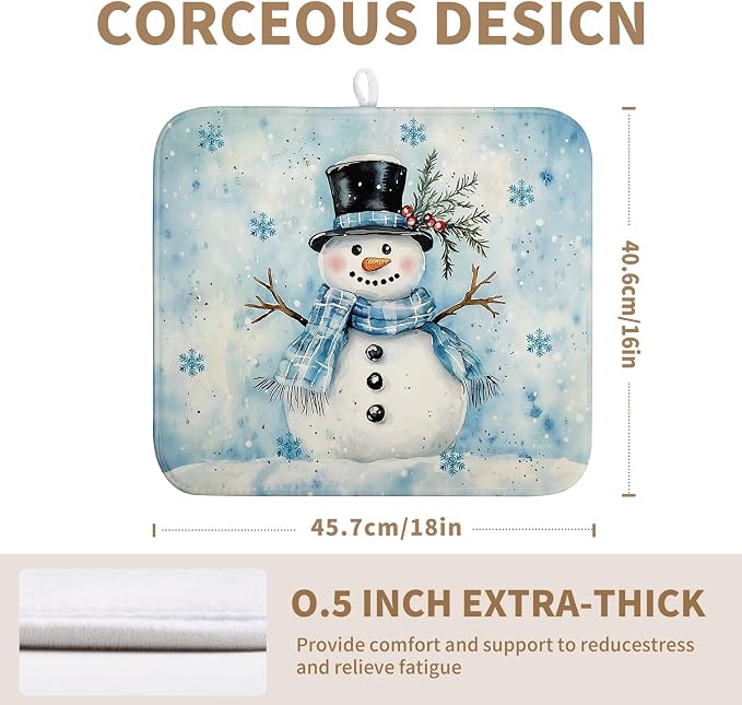 Blue Snowman Snowflake Christmas Dish Drying Rack - Image 2