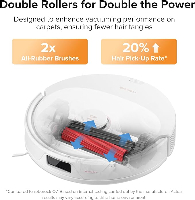 roborock Q8 Max Robot Vacuum and Mop Cleaner, DuoRoller Brush, 5500Pa Strong - Image 3