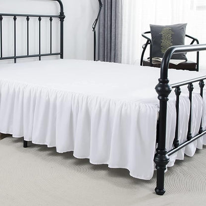 Bed Skirt Ruffled Bed Skirt with Split Corners, 18 Inch Drop Dust Ruffle Bed Skirts with Platform, White, King Size