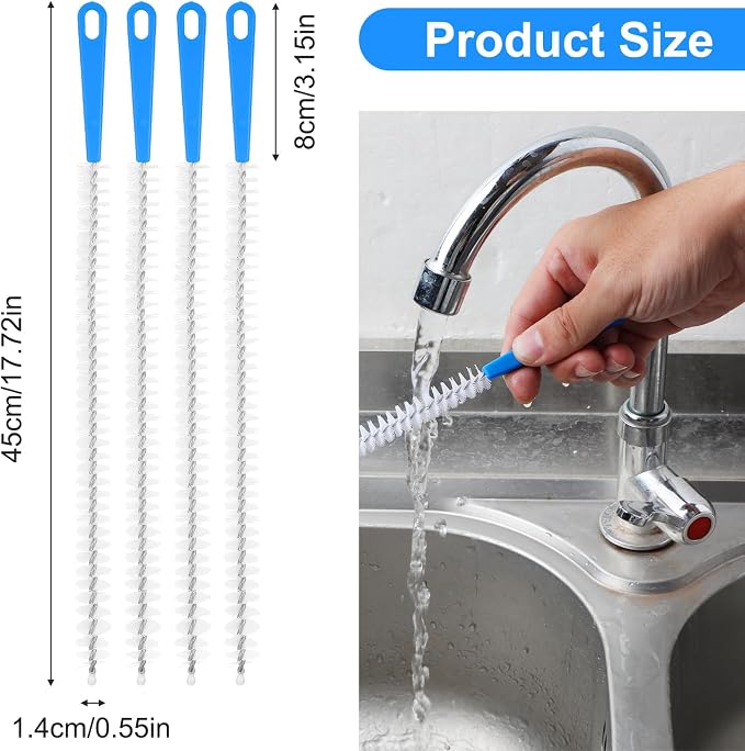 4 Pack Flexible Drain Cleaning Brush, Sink Pipe Cleaners Drain Clog Remover Tool - Image 2