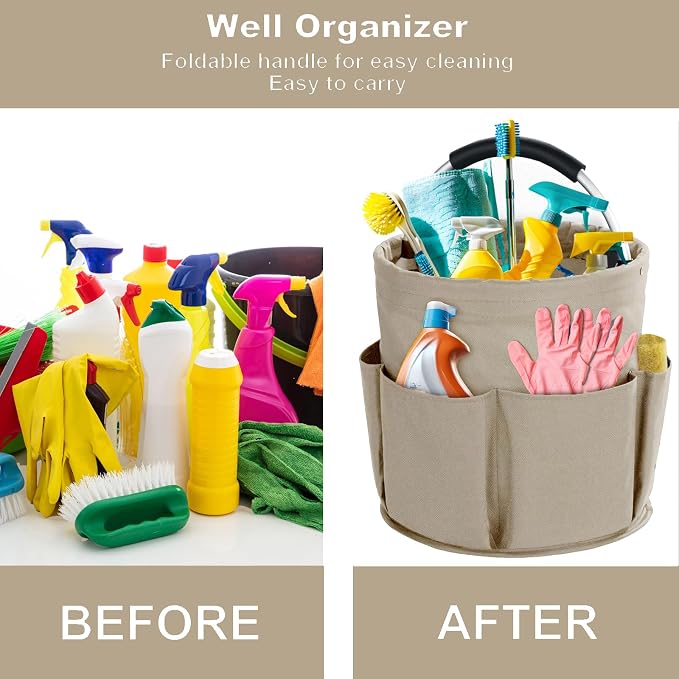 Cleaning Caddy with Handle, Cleaning Products Organiser, 17L Foldable Storage - Image 3