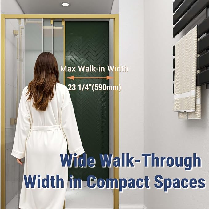 46" W x 78" H 3-Panels Sliding Shower Door, Shower Door Clear 6mm Tempered Glass - Image 3
