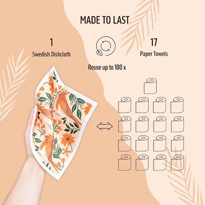 Swedish Dishcloths for Kitchen, 5 Pack Reusable Paper Towels Washable, Super - Image 4